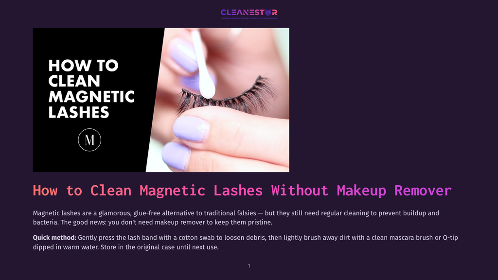 1 How To Clean Magnetic Lashes Without Makeup Remover Close-Up Of A Hand Cleaning Magnetic Lashes With A Cotton Swab, Showing How To Clean Magnetic Lashes Without Makeup Remover. Text Overlay Reads &Quot;How To Clean Magnetic Lashes&Quot;.