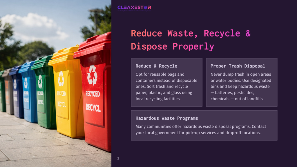 Row Of Colorful Recycling Bins, Including Red, Yellow, Green, And Blue, Labeled &Quot;Recycle&Quot; And &Quot;Recyclable,&Quot; Lined Up On A Sidewalk, Promoting Proper Waste Disposal.