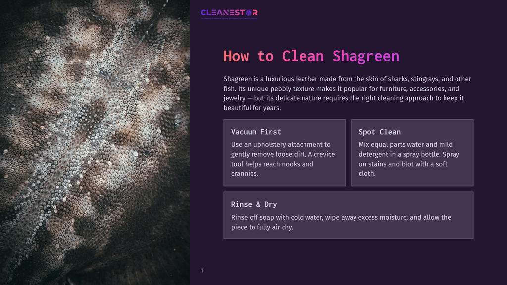 Close-Up Of Shagreen Leather Texture, Showing Its Characteristic Pebbly Pattern With Light And Dark Brown Tones, Illustrating The Material Discussed In &Quot;How To Clean Shagreen&Quot; By Cleanestor.
