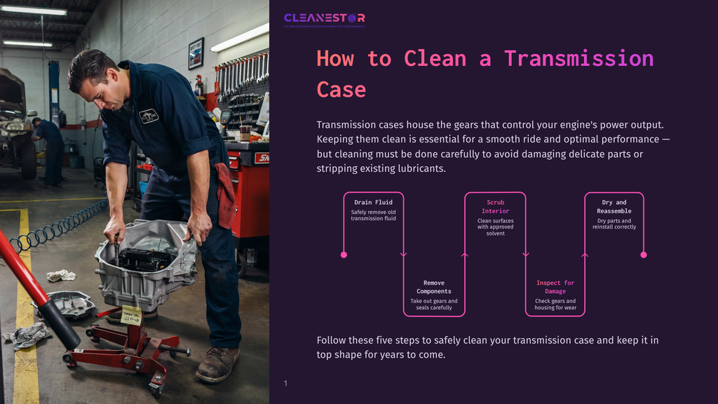 Mechanic Carefully Removes A Transmission Case From A Stand, Preparing For Cleaning And Inspection To Ensure Optimal Engine Performance.
