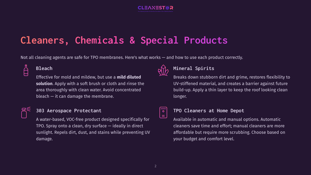 Cleaners, Chemicals &Amp; Special Products: Bleach, Mineral Spirits, Aerospace Protectant, And Tpo Cleaners At Home Depot.