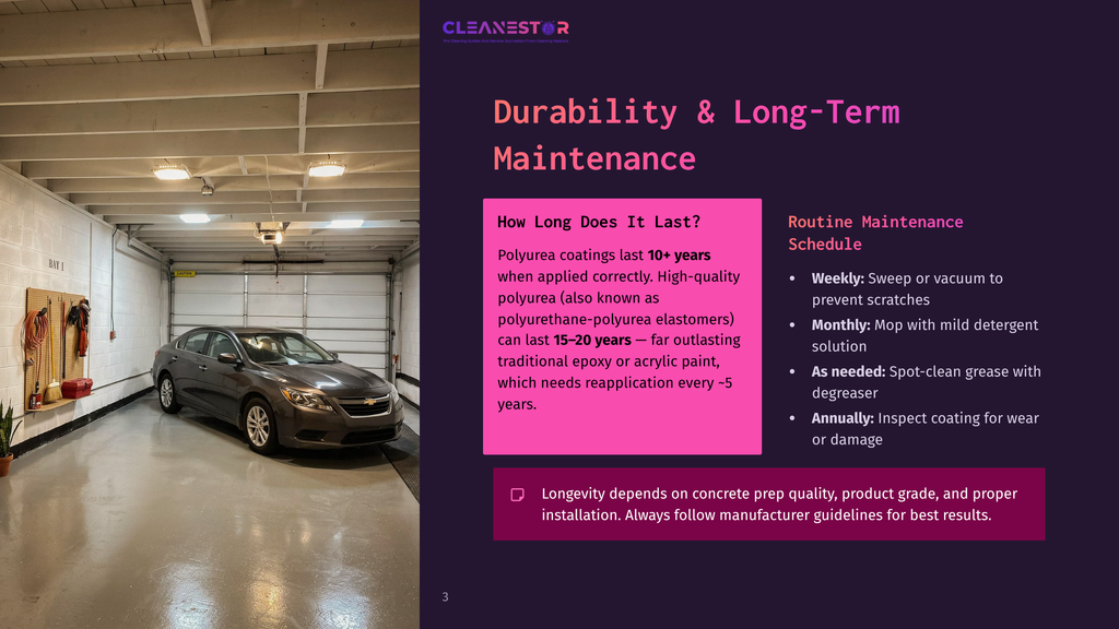 A Gray Chevrolet Sedan Parked In A Clean, Well-Lit Garage With A Durable, Glossy Gray Floor Coating. The Garage Has White Walls, A White Ceiling With Exposed Beams, And A Large, Open Roll-Up Door.