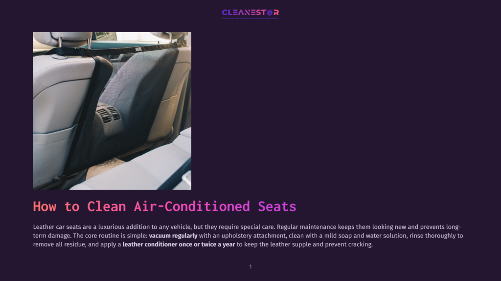 Rear View Of Clean Leather Car Seats, Highlighting The Air-Conditioned Design And Plush Material. The Image Emphasizes The Luxurious Interior Of A Vehicle.