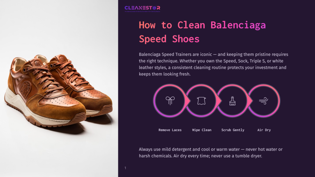 1 How To Clean Balenciaga Speed Shoes A Pair Of Rich Brown Balenciaga Speed Trainer Sneakers Are Displayed On A Clean White Surface, Showcasing Their Intricate Leather Detailing And Iconic Design.