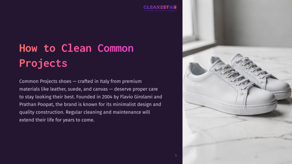 A Pair Of Clean, White Common Projects Achilles Low Sneakers Rest On A Marble Surface, Showcasing Their Minimalist Design And Premium Leather Construction.