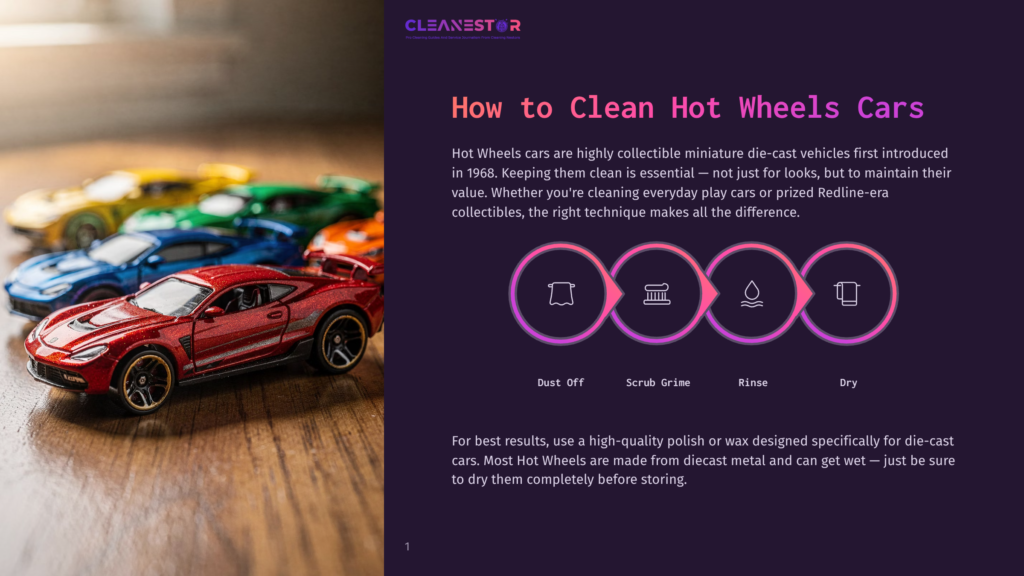 A Collection Of Colorful Hot Wheels Die-Cast Cars, Including A Red Sports Car In The Foreground, Arranged On A Wooden Surface. The Image Is Part Of A Guide On How To Clean Hot Wheels Cars.