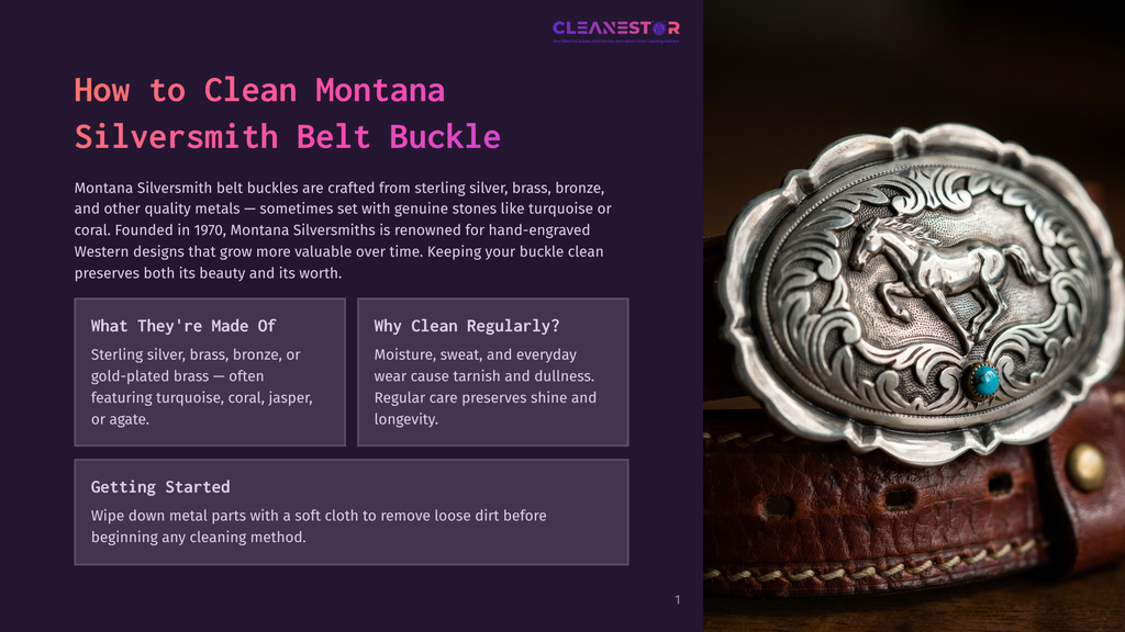 Close-Up Of A Detailed Montana Silversmith Belt Buckle Featuring A Galloping Horse And Turquoise Stone, Attached To A Worn Leather Belt.