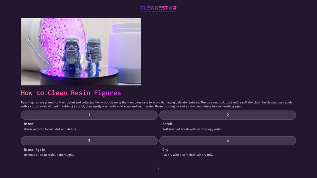 1 How To Clean Resin Figures Two Star Wars Resin Figures, Darth Vader And A Stormtrooper, Are Cleaned Under A Uv Lamp. The Text &Quot;How To Clean Resin Figures&Quot; Is Prominent.