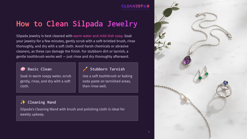 Close-Up Of A Silver Necklace With A Purple Pendant, Silver Ring With A Blue Stone, And Small Green Earrings, Resting On A Textured Surface Next To A Sprig Of Eucalyptus.