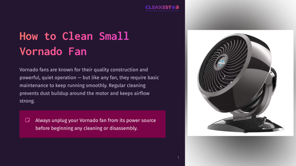 1 How To Clean Small Vornado Fan A Black Vornado Fan Sits On A White Surface, Showcasing Its Unique Design With A Prominent Grill And Adjustable Base. The Vornado Logo Is Visible On The Fan'S Front Grill.