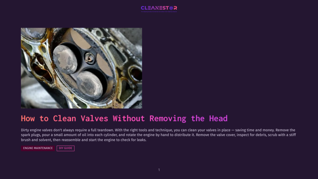 Close-Up Of A Dirty Engine Cylinder Head With Four Valves, Showing Carbon Buildup And Grime. The Image Highlights The Need For Cleaning Engine Valves Without Removing The Head.
