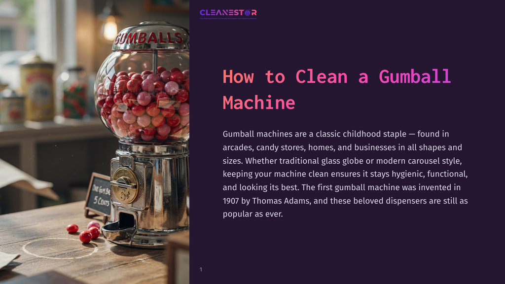 1 How To Clean A Gumball Machine A Vintage Glass Gumball Machine Filled With Red Gumballs Sits On A Wooden Counter, With &Quot;Gumballs&Quot; Text Visible On The Machine.