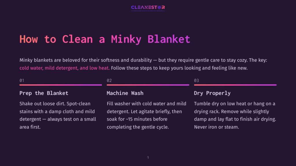 How To Clean A Minky Blanket: Steps For Washing And Drying A Plush Blanket, Including Spot-Cleaning, Machine Washing With Cold Water And Mild Detergent, And Tumble Drying On Low Heat.