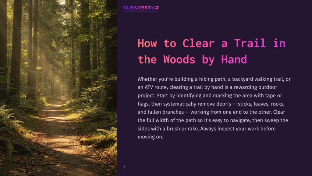 1 How To Clear A Trail In The Woods By Hand Sunlight Streams Through A Dense Forest, Illuminating A Winding Dirt Path. Tall Trees With Lush Green Foliage Line The Trail, Creating A Serene And Inviting Atmosphere For A Hike Or Outdoor Adventure.
