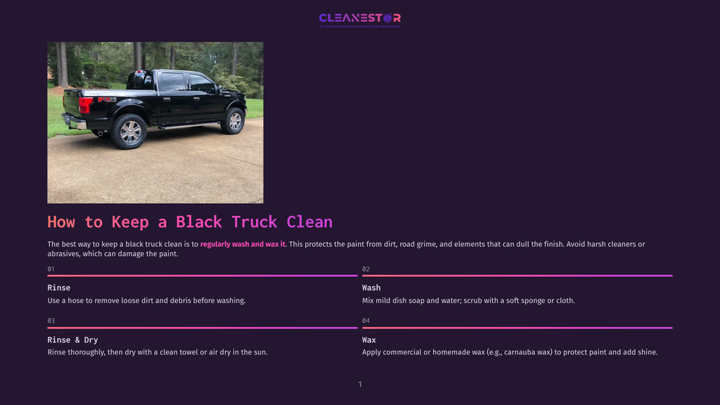 A Clean Black Ford F-150 Pickup Truck Is Parked On A Driveway, Showcasing Its Shiny Exterior Under Natural Light. The Image Is Part Of A Guide On How To Keep A Black Truck Clean.
