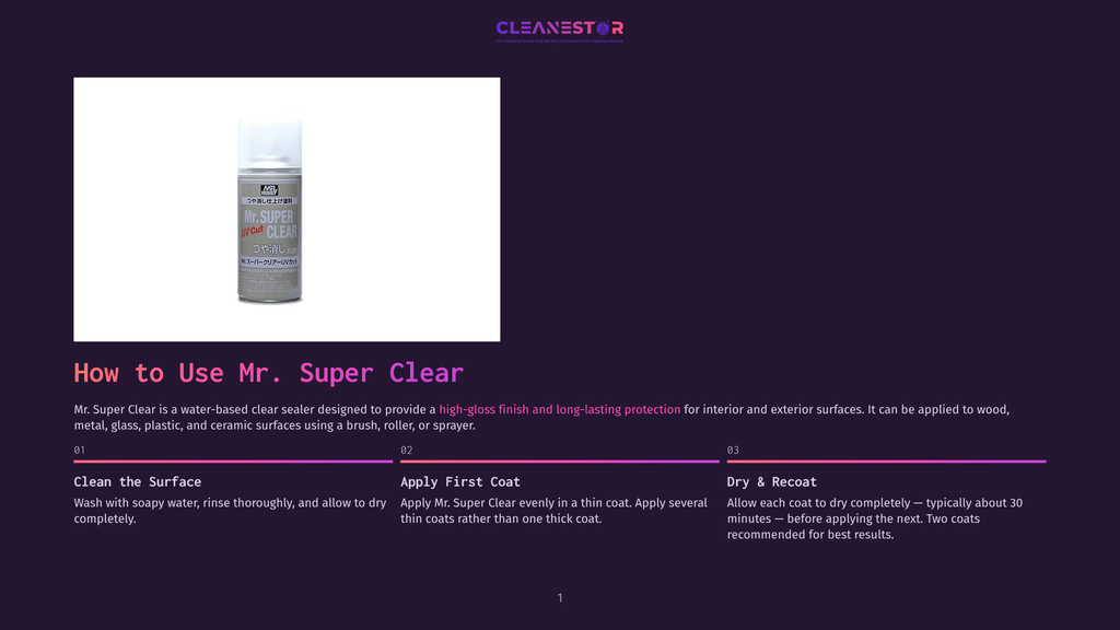 A Can Of Mr. Super Clear Spray Sealant With Japanese Text On The Label, Featuring A High-Gloss Finish For Wood, Metal, Glass, And Ceramics.