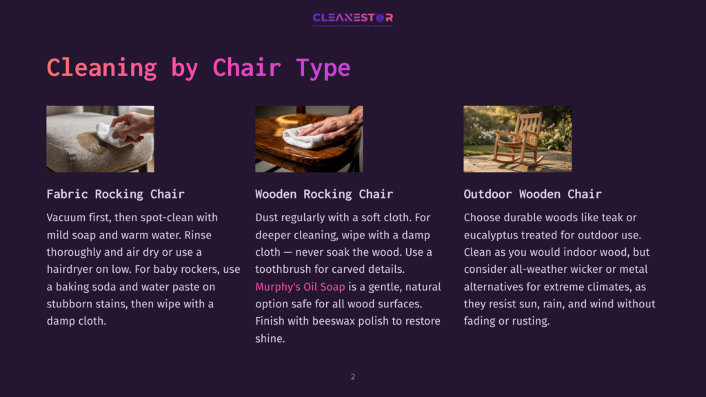 2 Cleaning By Chair Type A Hand Gently Wipes A Fabric Rocking Chair Seat With A White Cloth And Mild Soap. The Chair Has A Worn, Textured Appearance, Suggesting It Needs Cleaning.
