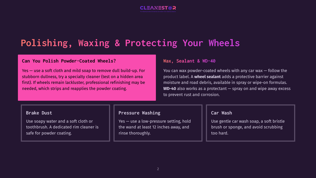 Polishing, Waxing &Amp; Protecting Your Wheels. Learn How To Polish Powder-Coated Wheels, And About Brake Dust, Pressure Washing, And Car Wash Techniques.