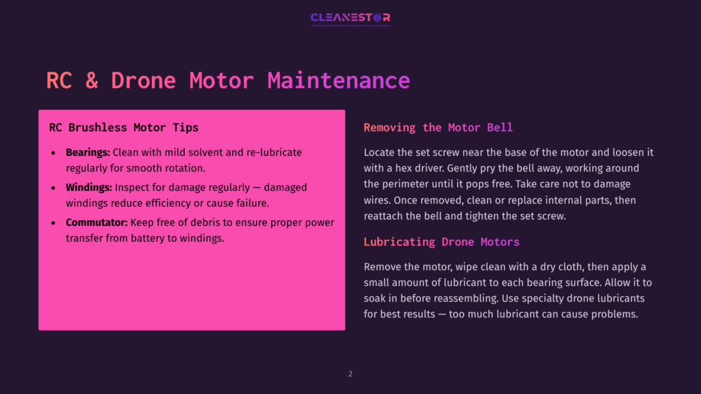 Rc &Amp; Drone Motor Maintenance: Tips For Brushless Motor Care, Including Cleaning Bearings, Inspecting Windings, And Lubricating Drone Motors.