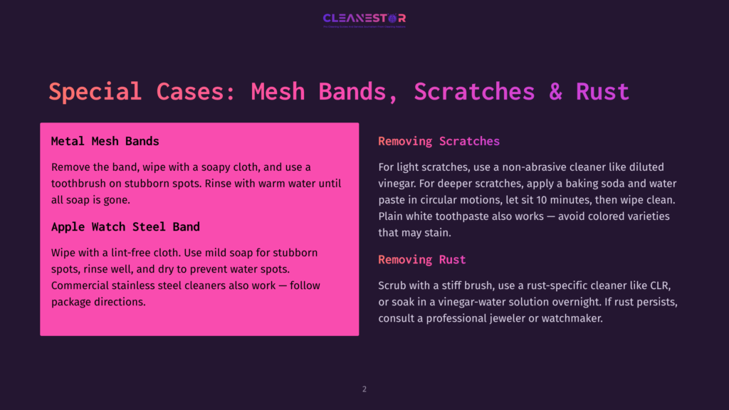 2 Special Cases Mesh Bands Scratches And Rust Cleanestor Blog Post: Special Cases: Mesh Bands, Scratches &Amp; Rust. Instructions For Cleaning Mesh Watch Bands, Removing Scratches From Apple Watch Steel Bands, And Removing Rust.
