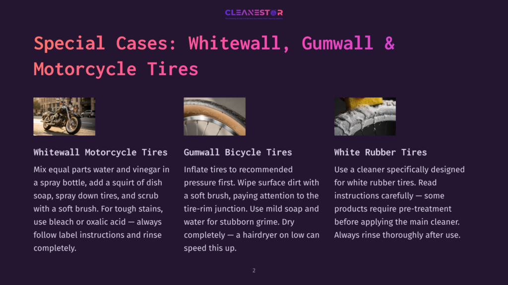 Close-Up Of A Dirty White Rubber Tire On A Motorcycle, Caked With Mud And Grime, Ready For Cleaning.