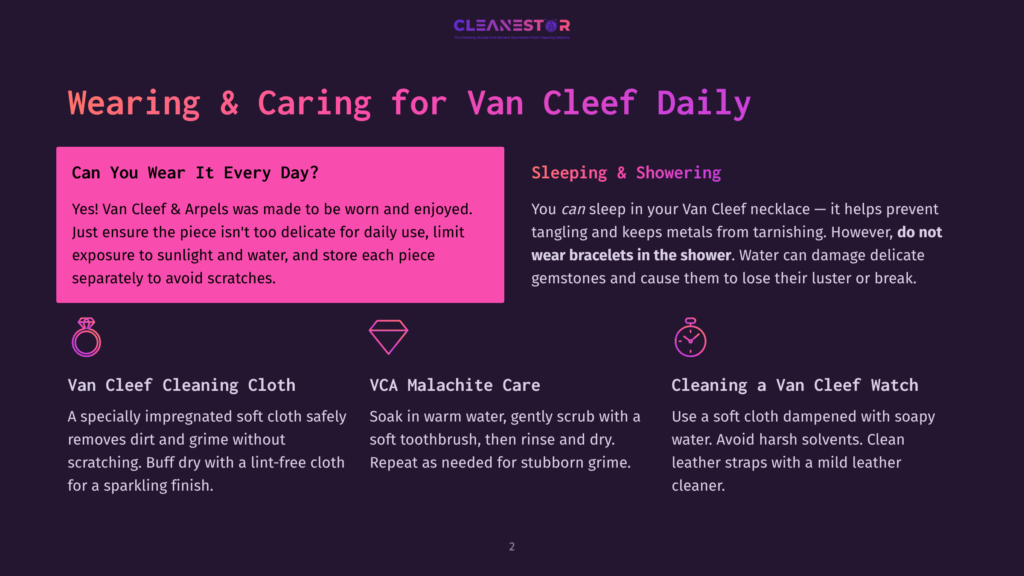 2 Wearing And Caring For Van Cleef Daily Van Cleef &Amp; Arpels Daily Wear And Care Guide: Cleaning, Malachite Care, And Watch Cleaning Tips.