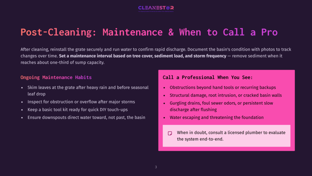 Post-Cleaning: Maintenance &Amp; When To Call A Pro, With Text Detailing How To Maintain A Sump Pump And When To Seek Professional Help For Plumbing Issues.
