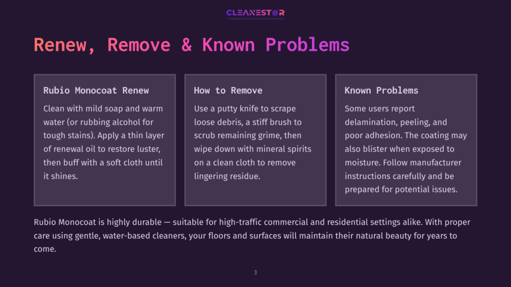 3 Renew Remove And Known Problems Cleanestor Renew, Remove &Amp; Known Problems: How To Renew Rubio Monocoat, How To Remove And Known Problems With The Product.