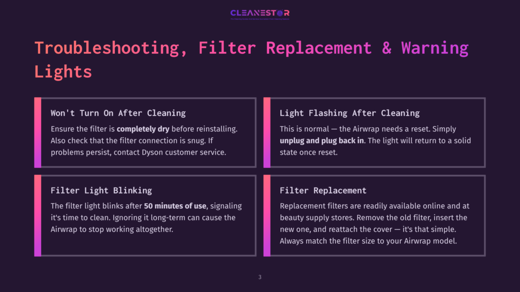 Troubleshooting Dyson Airwrap Filter Replacement And Warning Lights: Won'T Turn On, Light Flashing, Filter Light Blinking, And Filter Replacement Guide.