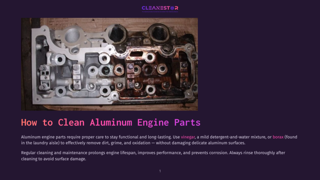 A Partially Cleaned Aluminum Engine Part Shows A Stark Contrast Between The Clean, Silver Metal And Areas Still Covered In Dark, Greasy Grime. The Engine Part Is Shown With Its Valve Cover Removed, Revealing The Dirty Internal Components.