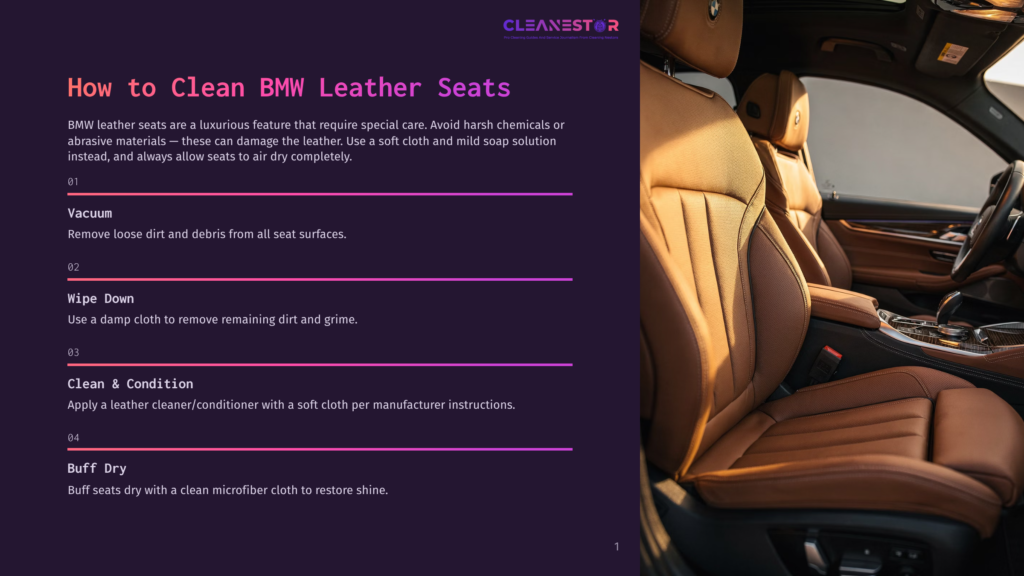 1 How To Clean Bmw Leather Seats Interior Of A Luxury Bmw With Rich Brown Leather Seats. Text Overlay Reads &Quot;How To Clean Bmw Leather Seats.