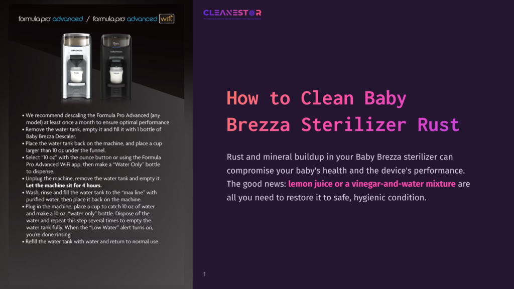 1 How To Clean Baby Brezza Sterilizer Rust Two Baby Brezza Sterilizer Bottles Sit On A Dark Surface, One Labeled &Quot;Formula.pro Advanced&Quot; And The Other &Quot;Formula.pro Advanced Wifi.