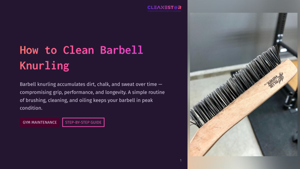 A Wooden Brush With Black Bristles Used For Cleaning A Barbell Knurling, Showcasing Its Detailed Design And The Essential Tool For Gym Maintenance.