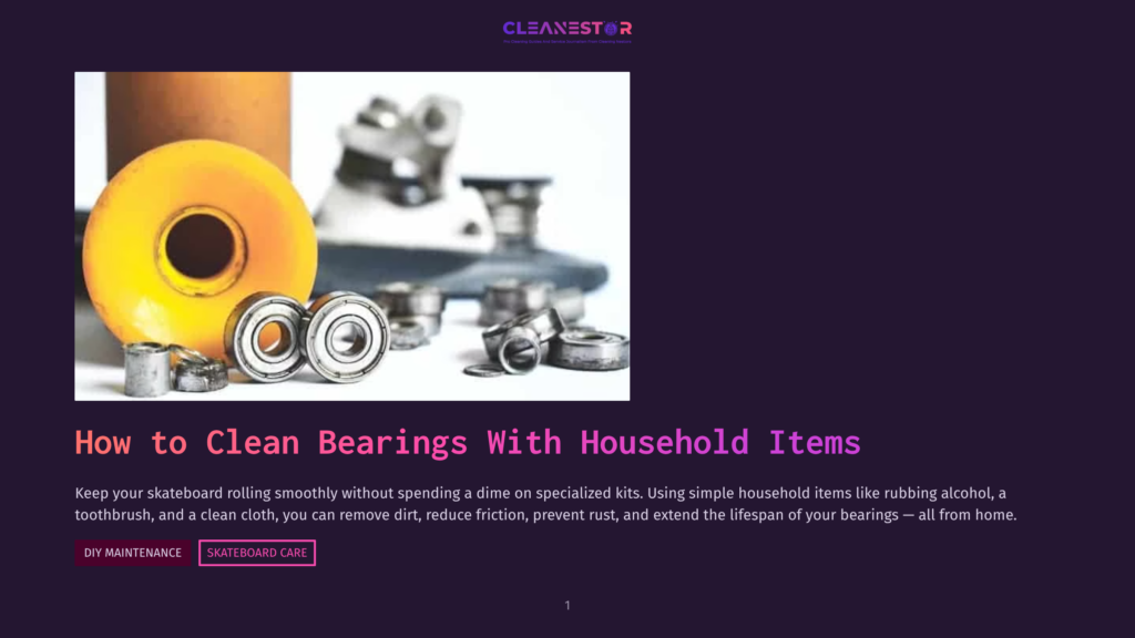 Close-Up Of Skateboard Wheels And Bearings, Some Clean And Shiny, Others Showing Signs Of Dirt And Wear, With A Large Yellow Wheel In The Background. The Image Is Part Of A Guide On How To Clean Skateboard Bearings With Household Items.