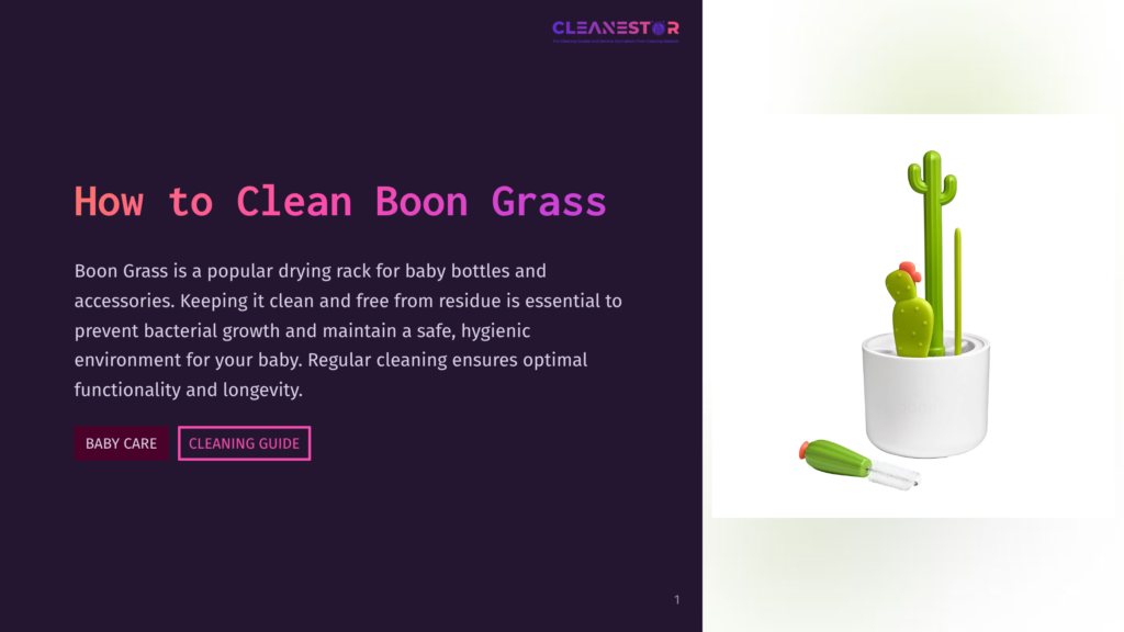 A White Boon Grass Drying Rack Shaped Like A Cactus, With A Small Green Bottle Brush Shaped Like A Mushroom, Sits On A White Surface.