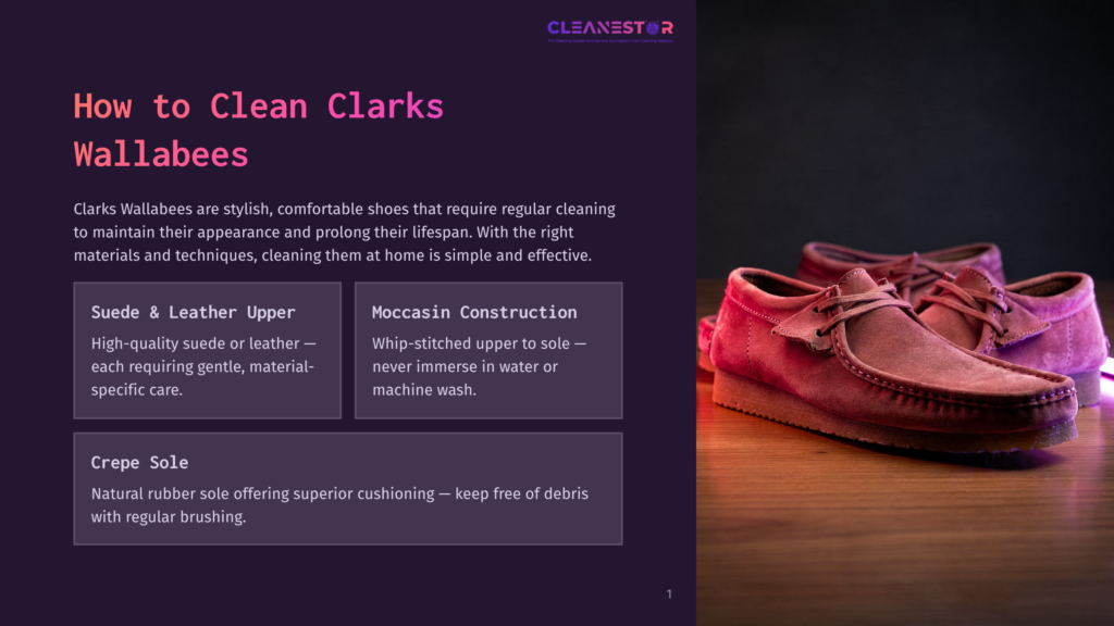 Two Pairs Of Pink Suede Clarks Wallabees Sit On A Wooden Surface, Illuminated By Warm, Moody Lighting. The Shoes Are The Focus, Showcasing Their Signature Moccasin Construction And Crepe Soles.