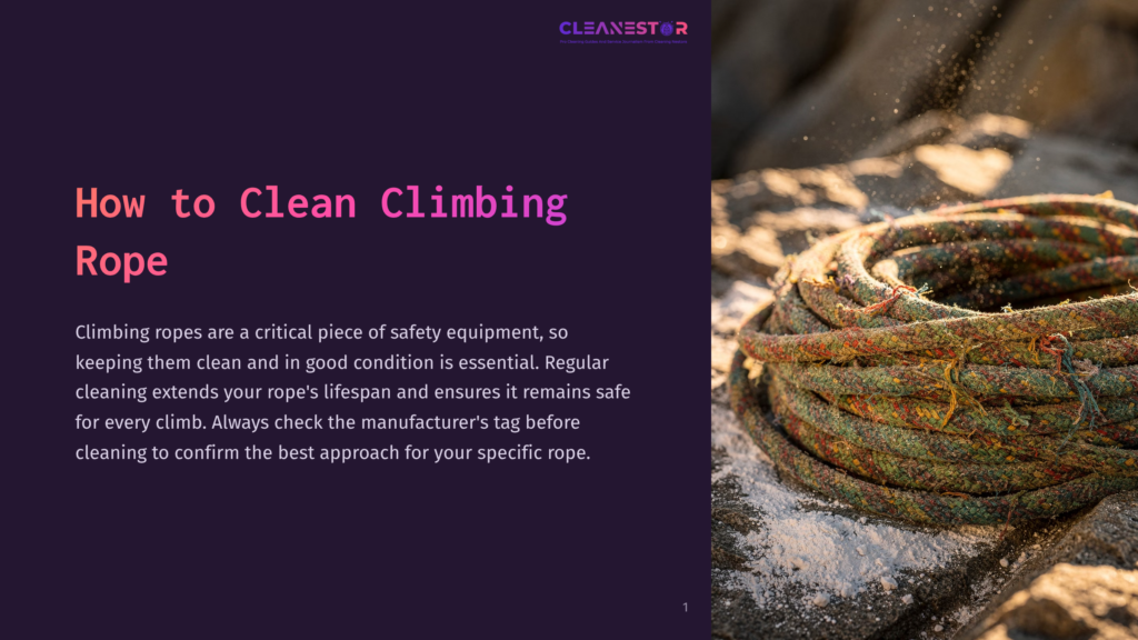 1 How To Clean Climbing Rope A Colorful Climbing Rope Lies Coiled On A Rocky Surface, With A Gradient Of Purple And Blue In The Background, Highlighting The Importance Of Rope Maintenance.