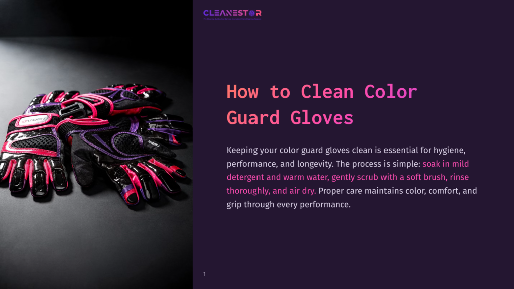 1 How To Clean Color Guard Gloves Bright Pink And Black Color Guard Gloves With Purple Accents Are Neatly Laid Out On A Dark, Textured Surface. The Gloves Feature Intricate Stitching And Breathable Mesh Panels.