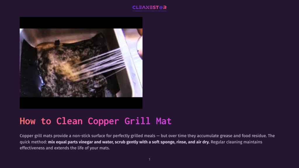 Water Spraying Onto A Dirty Copper Grill Mat In A Sink, Showing The Cleaning Process For Copper Grill Mats.