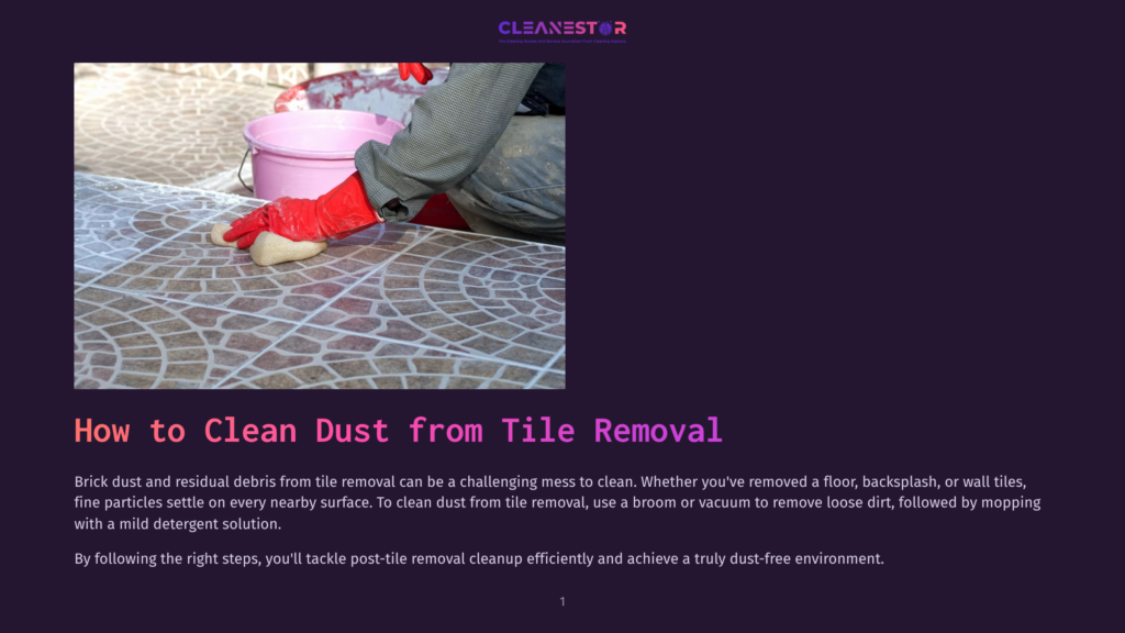 A Person In Red Gloves Cleans A Tiled Floor With A Sponge And A Pink Bucket, Removing Brick Dust And Tile Debris After Renovation.