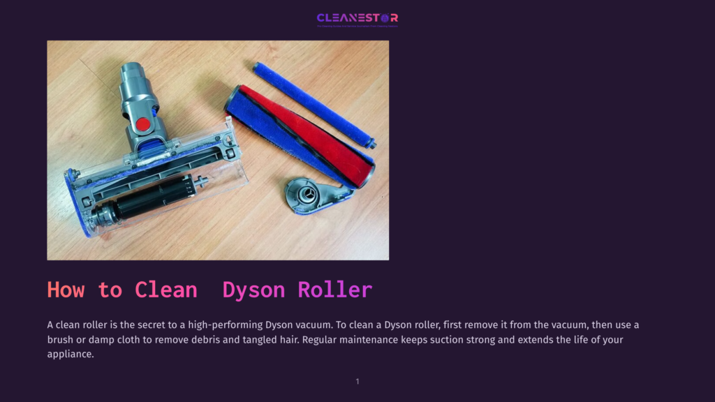 Dyson Vacuum Cleaner Head With A Brush Roller And Cleaning Cloth On A Wooden Floor, Illustrating How To Clean A Dyson Roller.