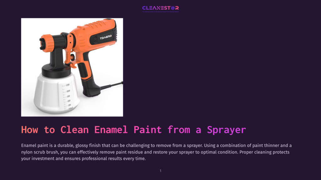Orange And Black Tongro Electric Paint Sprayer With A Clear Plastic Paint Cup, Ready For Cleaning Enamel Paint.