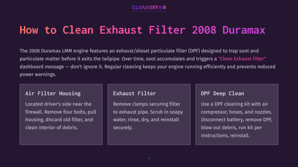 How To Clean Exhaust Filter 2008 Duramax: Air Filter Housing, Exhaust Filter, Dpf Deep Clean Sections Detailing Steps For Cleaning The Diesel Particulate Filter.