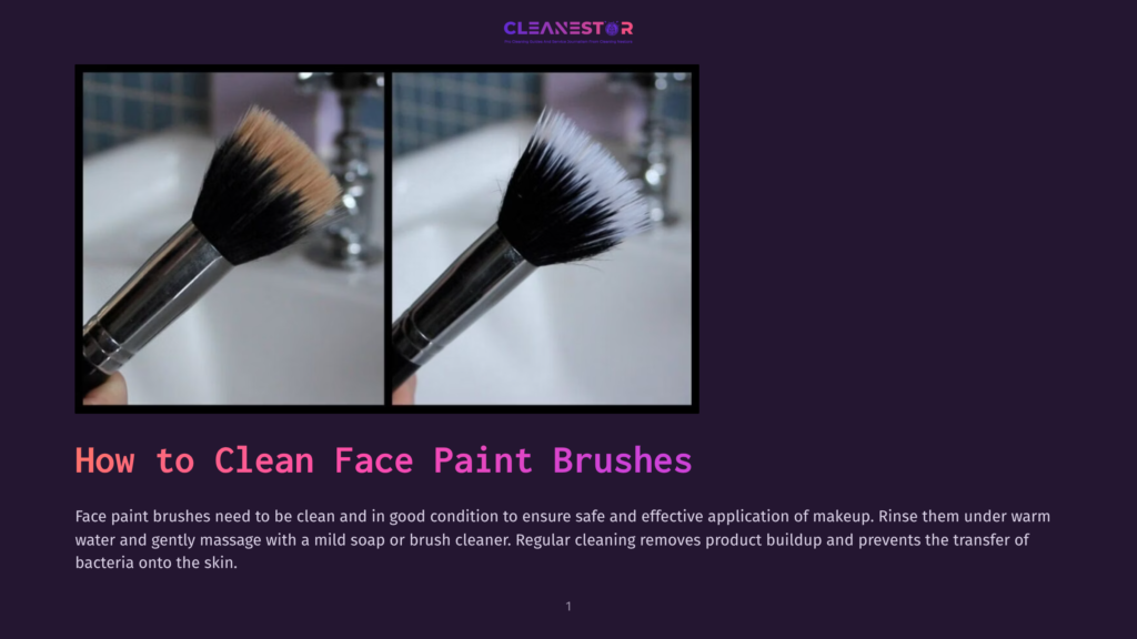 Before And After Comparison Of A Clean And Dirty Makeup Brush, Demonstrating How To Clean Face Paint Brushes With Mild Soap And Water To Prevent Bacteria Transfer.