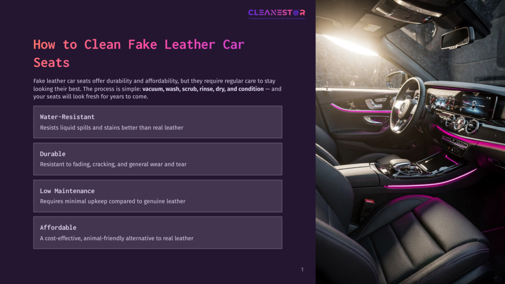 Interior Of A Luxury Car With Black Leather Seats And Ambient Pink Lighting, Showcasing The Clean And Modern Dashboard And Center Console.