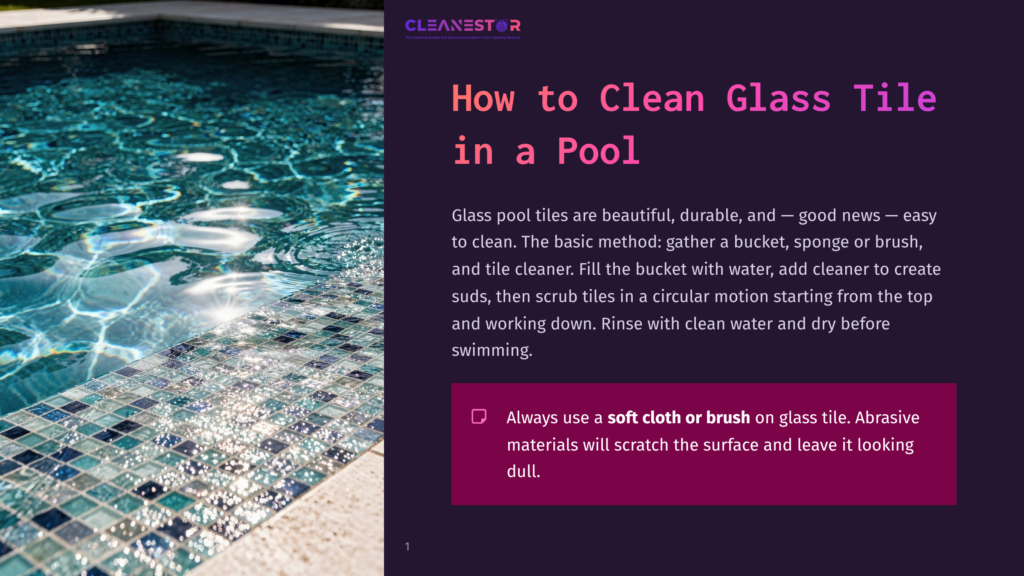 1 How To Clean Glass Tile In A Pool An Image Of A Sparkling Clean Pool With Blue And White Glass Tile, Showing Clear Water And A Clean Edge.