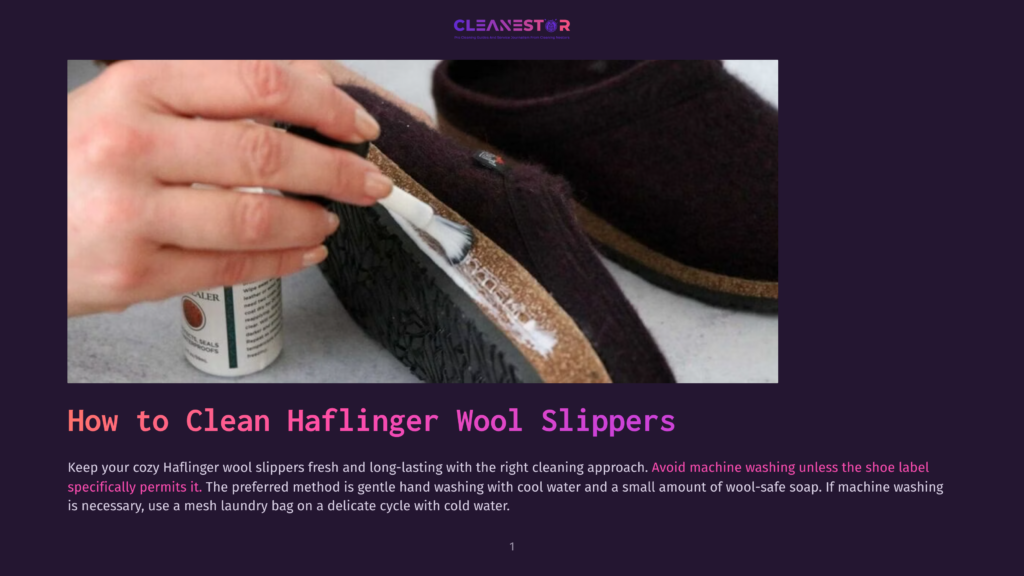 1 How To Clean Haflinger Wool Slippers Close-Up Of A Hand Applying A White Cleaning Solution To The Sole Of A Brown Haflinger Wool Slipper, With A Bottle Labeled &Quot;Granger&Quot; Visible.