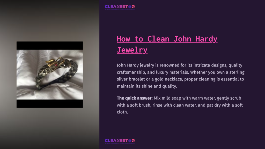 1 How To Clean John Hardy Jewelry Intricate Sterling Silver John Hardy Bracelet With Dragon Detail And Red Stone, Resting On A White Fabric Surface.