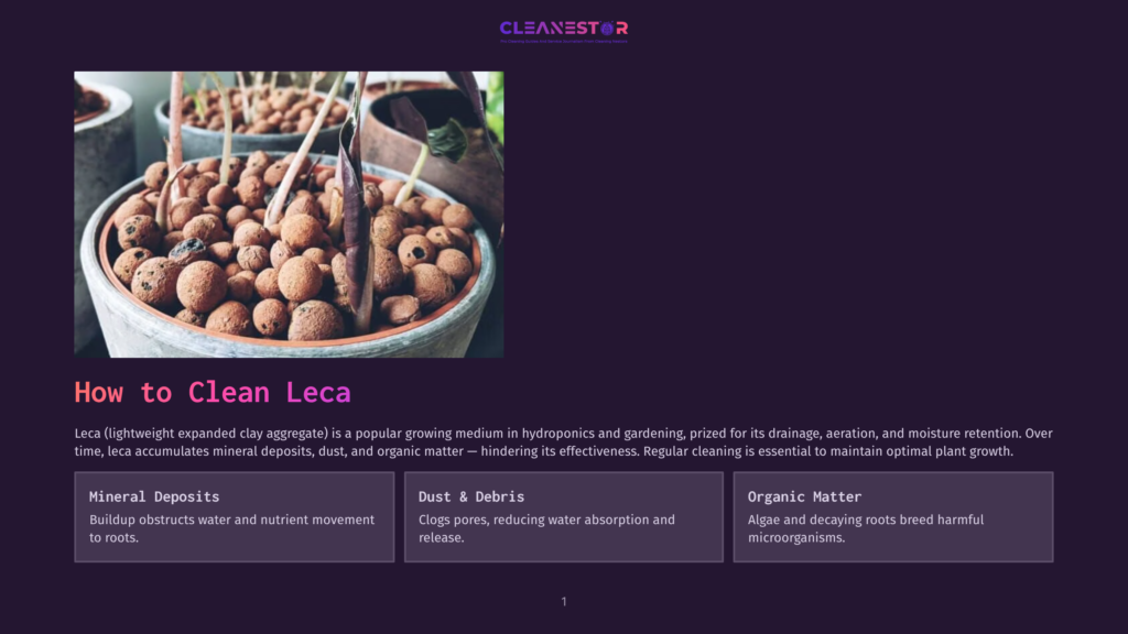 1 How To Clean Leca Close-Up Of A Pot Filled With Leca (Lightweight Expanded Clay Aggregate) Growing Medium, Used In Hydroponics And Gardening. The Brown, Porous Clay Pebbles Are Moist And Surround The Base Of Small Green Plants.