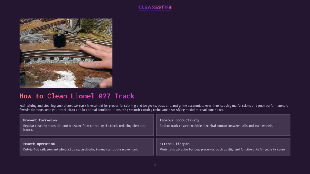 Close-Up Of A Person'S Hands Cleaning Lionel O27 Model Train Track With A White Cloth, Showing The Track'S Detail And The Cleaning Process.